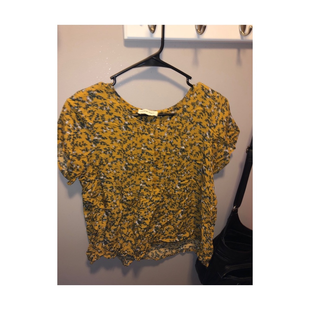 Yellow floral button blouse from Bohme